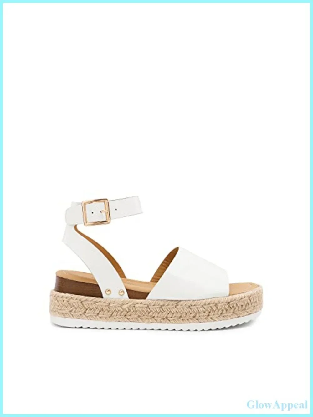 Platform Espadrille Wedge Sandals Faux Leather Ankle Strap Open Toe